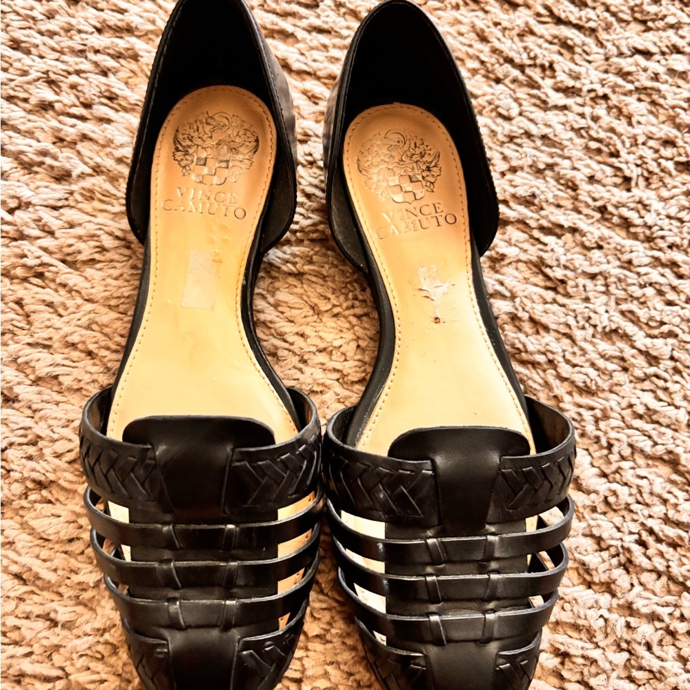 Vince Camuto Black Strappy Flats